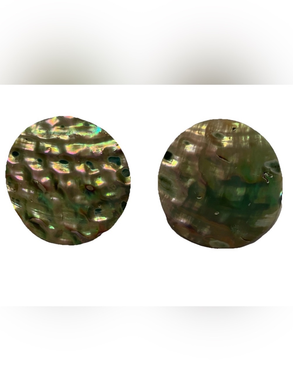 Genuine ABALONE Seashell PIERCED Stud EARRINGS